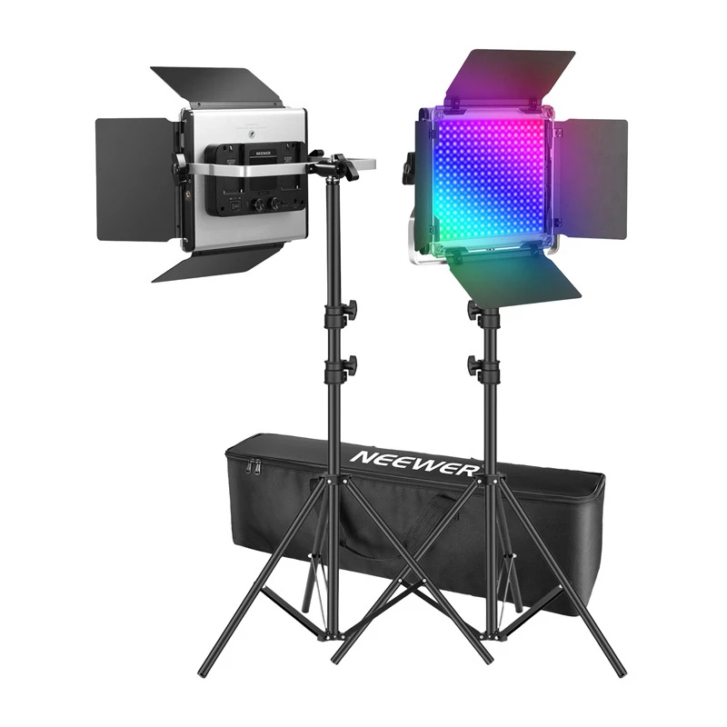 NEEWER 2×660 PRO II RGB LED-videolichtset met 2×200 cm lichtstatieven