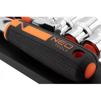 NEO Tools 10-030 219-delige Steeksleutel- en Moersleutelset met 1/4 inch, 3/8 inch, 1/2 inch Aandrijving, Ratels, Bits en Accessoires in Kunststof Koffer