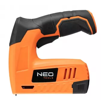 NEO Tools 16-050 handmatige tacker voor stoffeer-, isolatie- en decoratiewerk, instelbare kracht, J-type nieten 6-14 mm, zwart/oranje