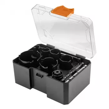 NEO TOOLS 57-923 gatenzaagset met hardmetaalpunt, 11-delig (20–64 mm), met 2 houders en koffer