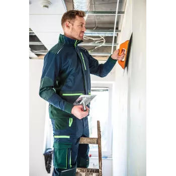 NEO Tools 81-216-XXXL herenwerkjas, grijs/groen, 65% polyester 35% katoen, 245 g/m², 7 zakken, versterkte ellebogen & schouders, reflecterende elementen, EN ISO 13688:2013