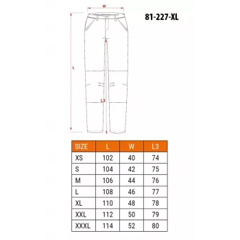NEO Tools 81-227-XL Beschermende werkbroek, grijs/zwart, maat XL, 267 g/m² polycotton, versterkte knieën, EN ISO 13688