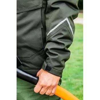 NEO Tools 81-573-XXL softshell-werkjas zwart/grijs met oranje accenten, waterafstotend, ademend, afneembare capuchon, reflecterende elementen, unisex