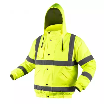 NEO TOOLS 81-712-XL hoogzichtbare licht geïsoleerde bomber-werkjas, fluorescerend geel, maat XL, EN ISO 20471 klasse 3