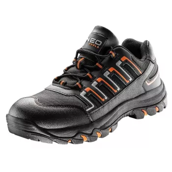 NEO TOOLS 82-714 veiligheidsschoenen S1P SRC stalen neus Kevlar tussenzool maat 43 zwart/grijs