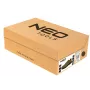 NEO Tools 82-741-47 S1P SRC veiligheidsschoenen maat 47 EU stalen neus en doorstootbescherming, bovenmateriaal van suède en mesh, zool van dual-density-PU, zwart/grijs met oranje accenten
