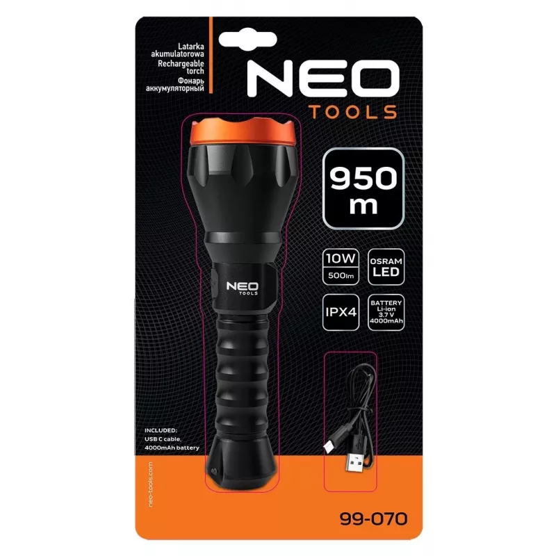 NEO TOOLS 99-070 XPE + COB LED hoofdlamp met bewegingssensor, 120 lm, IPX4, 3x AAA