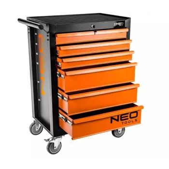 NEO Tools werkplaatskast, 6 lades, 280 kg totale belasting, afsluitbaar, kogelgelagerde ladegeleiders, kantelbeveiliging, 4 wielen, staal