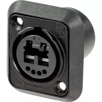 Neutrik NO2-4FDW-1-A opticalCON DUO inbouwconnector, LC-duplex achterzijde, zwart D-form paneelmontage