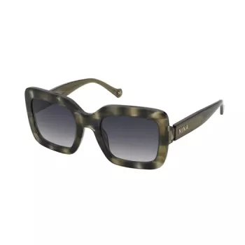 Nina Ricci SNR322 zonnebril voor dames - gepolariseerd rechthoekig montuur - glanzend zwart/grijs - 53/23/140 mm