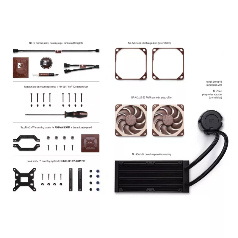 Noctua NL-LC1-24 low-profile CPU-luchtkoeler voor AMD AM4 (Ryzen) - zwart/bruin
