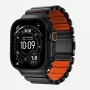 NOMAD Stratos band - titanium band voor Apple Watch 49mm met FKM (Black Titanium, Ultra Orange FKM)