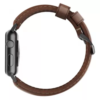 NOMAD Traditional Band - Horween leren band voor Apple Watch 46mm/49mm, Rustic Brown, Black Hardware