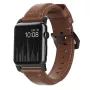 NOMAD Traditional Band - Horween leren band voor Apple Watch 46mm/49mm, Rustic Brown, Black Hardware