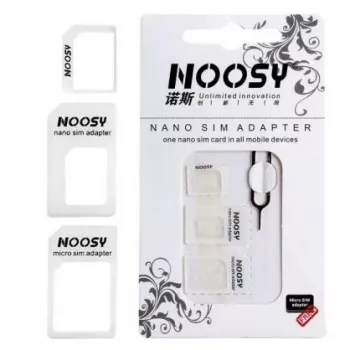 Noosy NS-SIM-WH SIM-kaart adapter-kit wit (nano/micro naar micro/standaard, 3 adapters + uitwerpstift)