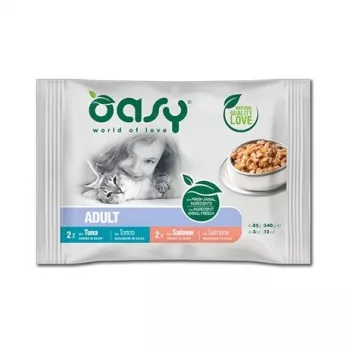 OASY chunks in gravy multipack fish selection natvoer voor katten 4x85g