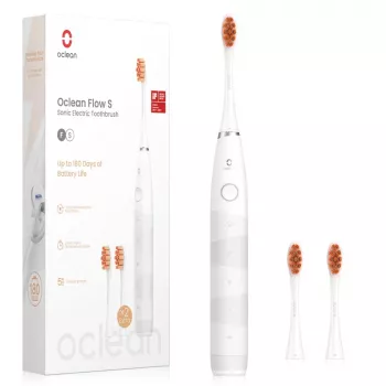 OCLEAN Flow S Witte Sonische Elektrische Tandenborstel, 38.000 VPM, 5 Standen, USB-C, IPX7, 180 Dagen Accu