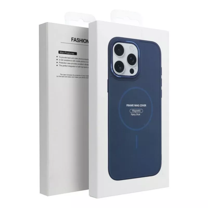 OEM-hoes voor iPhone 13 Mini Frame Mag Cover compatibel met MagSafe Navy Blue