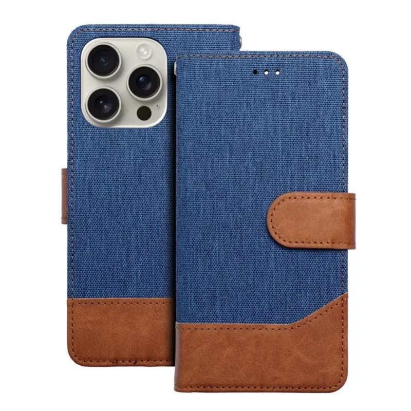 OEM flipcase voor iPhone 16 Pro Max jeans book blauw
