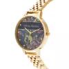 Olivia Burton dames horloge Celestial OB16VS01 34mm roségouden PVD roestvrijstalen kast zwarte leren band