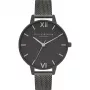 Olivia Burton dames kwartshorloge Sparkle Bee OB16GD49 - 34mm, witte wijzerplaat, grijze leren band