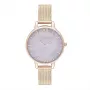 Olivia Burton dames horloge Sparkle Bee OB16SP16 - 34mm zilverkleurige wijzerplaat grijze leren band