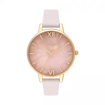 Olivia Burton dames horloge Sparkle Bee OB16SP20 – 34 mm grijze Sunray-wijzerplaat, grijze leren band