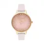 Olivia Burton dames horloge Sparkle Bee OB16SP20 – 34 mm grijze Sunray-wijzerplaat, grijze leren band