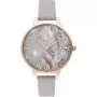 OLIVIA BURTON dameshorloge OB16VM37 34mm zilveren zonneslag wijzerplaat grijs leren band