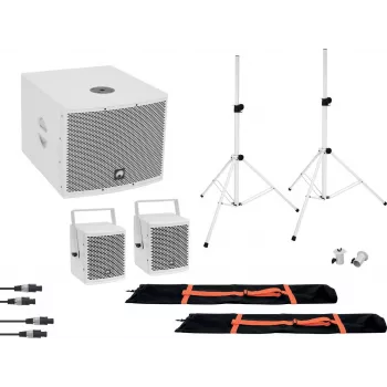 Omnitronic 20000837 actieve 8 inch PA-luidspreker met Bluetooth, USB/SD, 800W piek, wit
