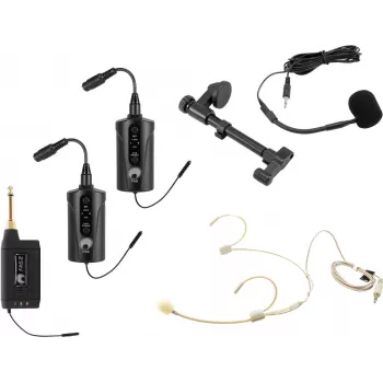OMNITRONIC set FAS TWO dual-channel UHF-draadloos systeem met 2 bodypacks, headset en akoestische gitaarmicrofoon (660-690 MHz) 20000973