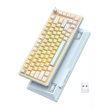 ONIKUMA MT707 gaming-toetsenbord (geel) - mechanisch, Outemu Blue Switches, RGB-achtergrondverlichting, volledig formaat, bedraad USB