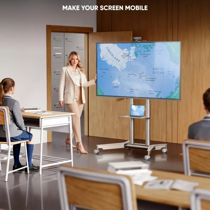 ONKRON TS1571-C Mobiele tv-standaard voor 32-75 inch, champagne