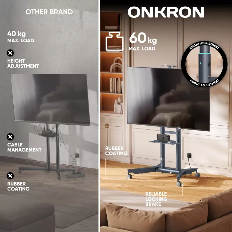 ONKRON TS1571-G Mobiele tv-standaard voor 32-75 inch, grafiet