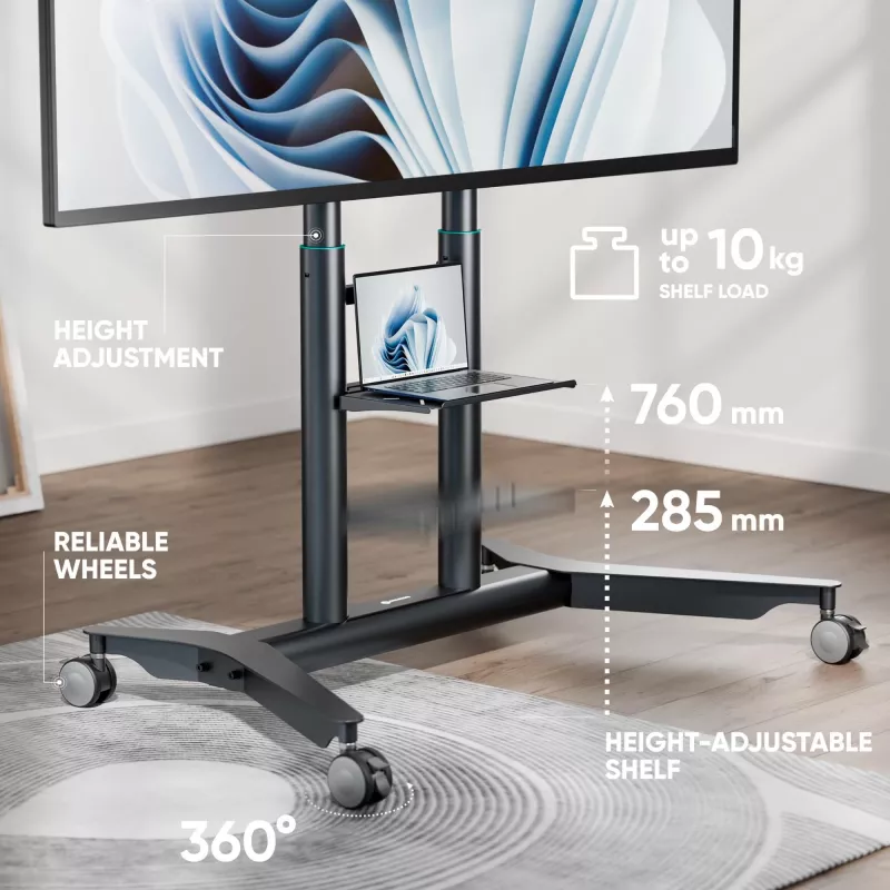 ONKRON TS1871-G mobiele tv-standaard 55-90 inch, grafiet