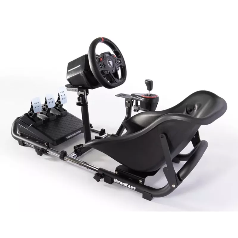 Oplite 104317 NitroKart V2 racing cockpit – zwart stalen sim-racing-rig met verstelbare kuipstoel