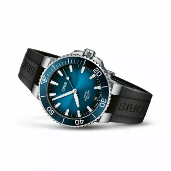 ORIS heren duikhorloge 41350742274FC 41,50mm automatisch blauwe wijzerplaat blauwe rubberen band