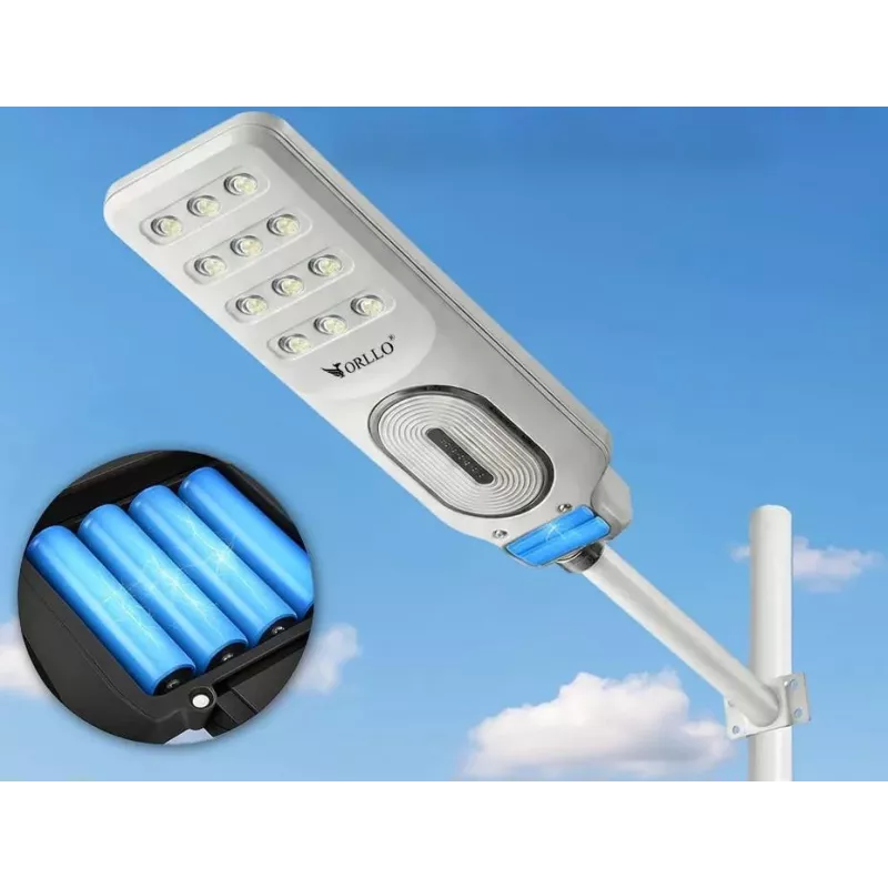 ORLLO 400W solar LED-straatlantaarn met 28W paneel, bewegingssensor & afstandsbediening, 2713LM, 6500K