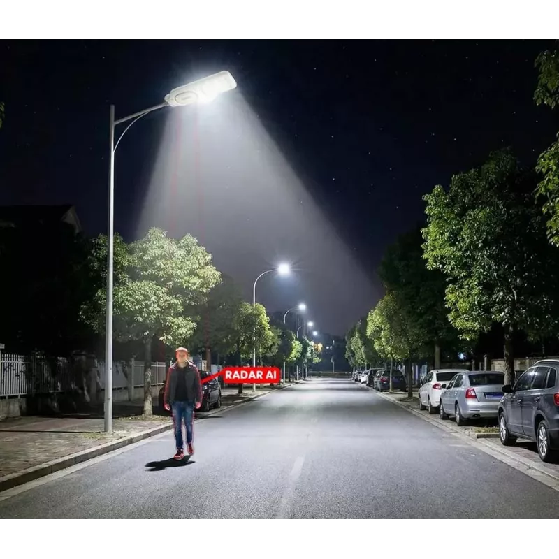 ORLLO 400W solar LED-straatlantaarn met 28W paneel, bewegingssensor & afstandsbediening, 2713LM, 6500K