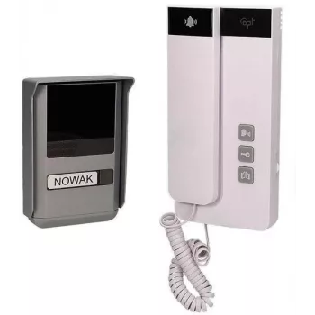 ORNO OR-DOM-SL-923 2-draads bedrade deurintercom voor eengezinswoning, opbouwmontage, zilver/grijs buitenunit, wit binnenstation