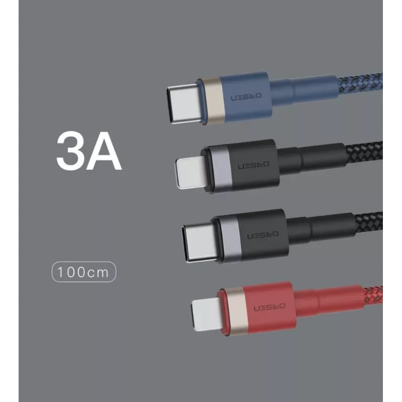 ORSEN S51 Type-C naar Lightning 3A 1m rood