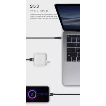 ORSEN S53 USB-C naar USB-C kabel 3A 1m blauw