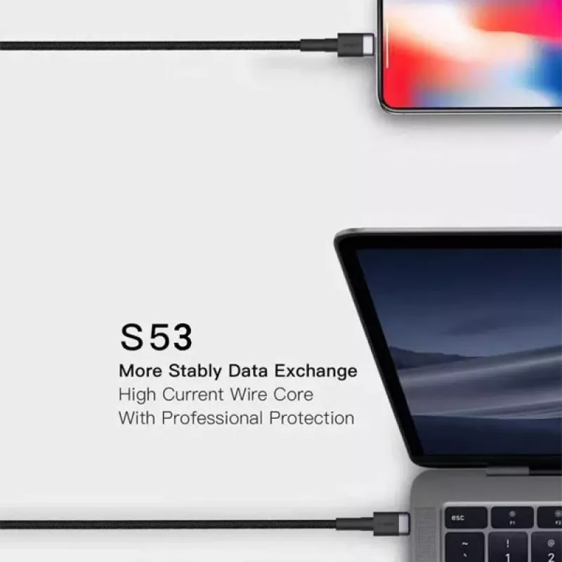 ORSEN S53 USB-C naar USB-C kabel 3A 1m blauw