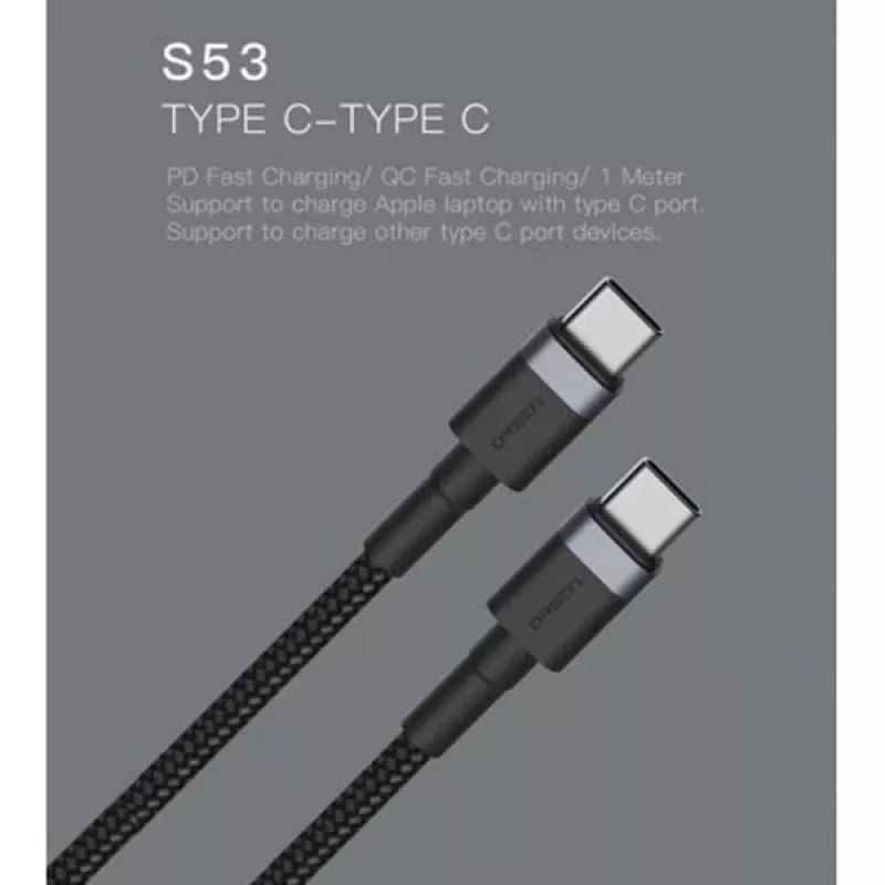 ORSEN S53 USB-C naar USB-C kabel 3A 1m blauw