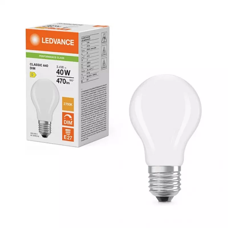 OSRAM LED Classic A 40 Filament DIM P 3.4W 827 mat dimbare LED-lamp
