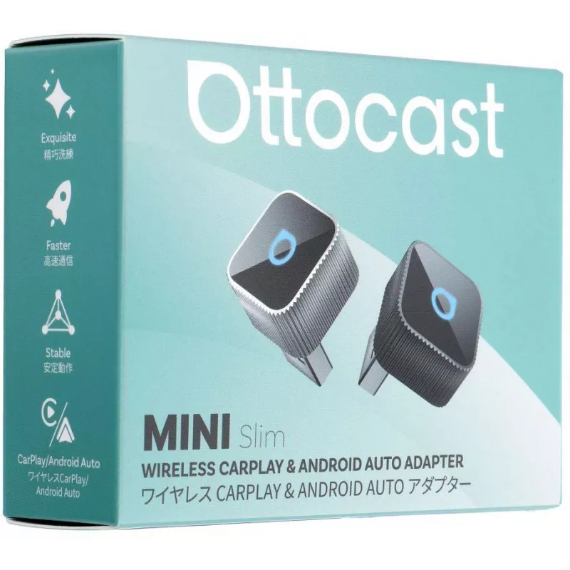 OTTOCAST Mini Cube T2 Draadloze CarPlay & Android Auto-adapter (Bluetooth/Wi-Fi)