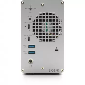 OWC Mercury Elite Pro Dual 2-bay RAID behuizing met 3-poorts USB-hub, USB 3.2 Gen 2 Type-C (zilver)