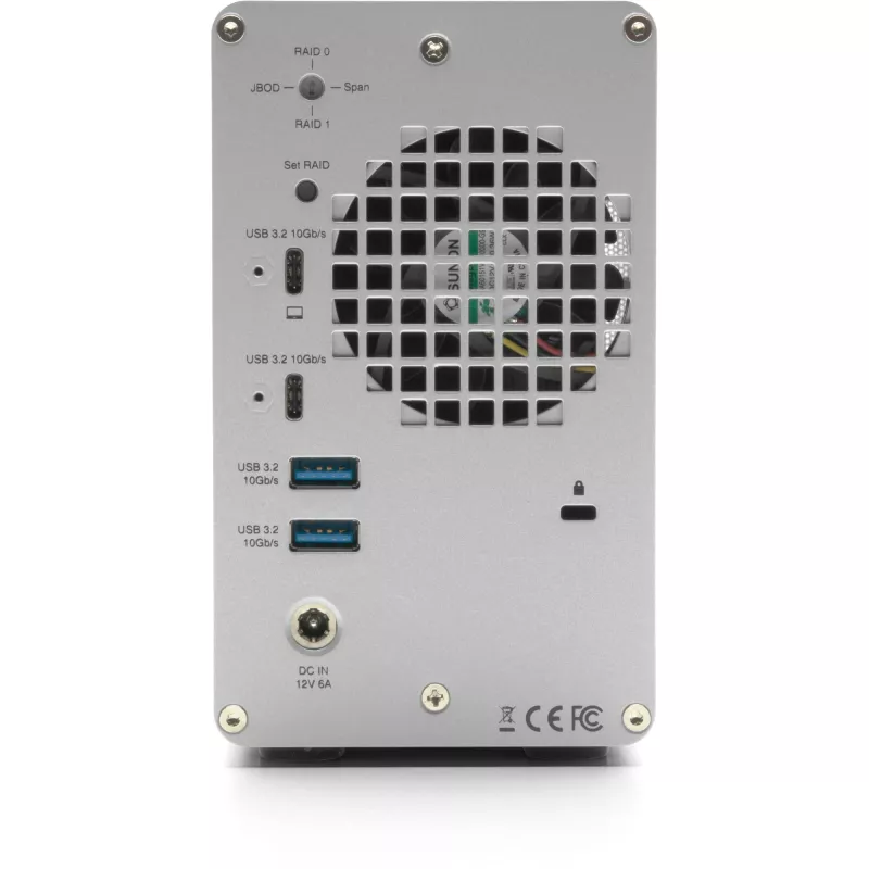 OWC Mercury Elite Pro Dual opslagbehuizing met 2 bays en 3-poorts usb-hub, SATA-600, USB 10 Gb/s, zilver