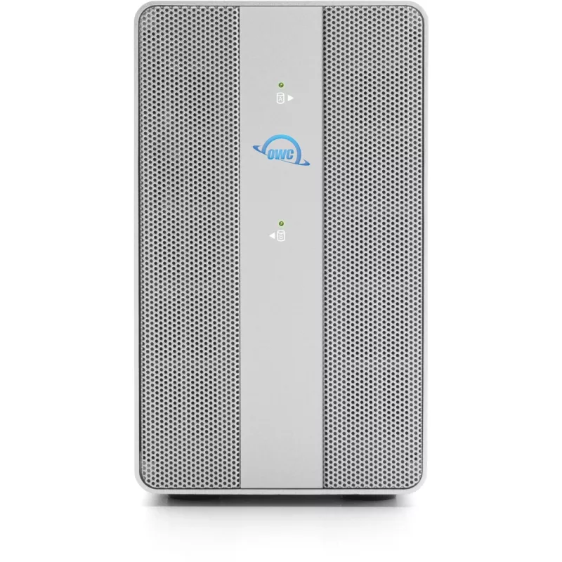 OWC Mercury Elite Pro Dual opslagbehuizing met 2 bays en 3-poorts usb-hub, SATA-600, USB 10 Gb/s, zilver