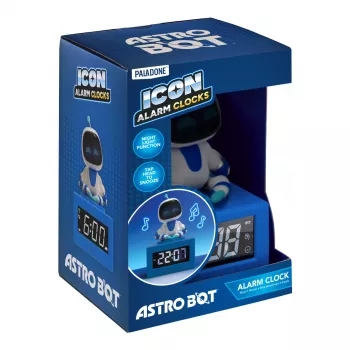 Paladone AstroBot Icon alarmklok - grijs/wit digitale LCD-robotwekker met snoozefunctie